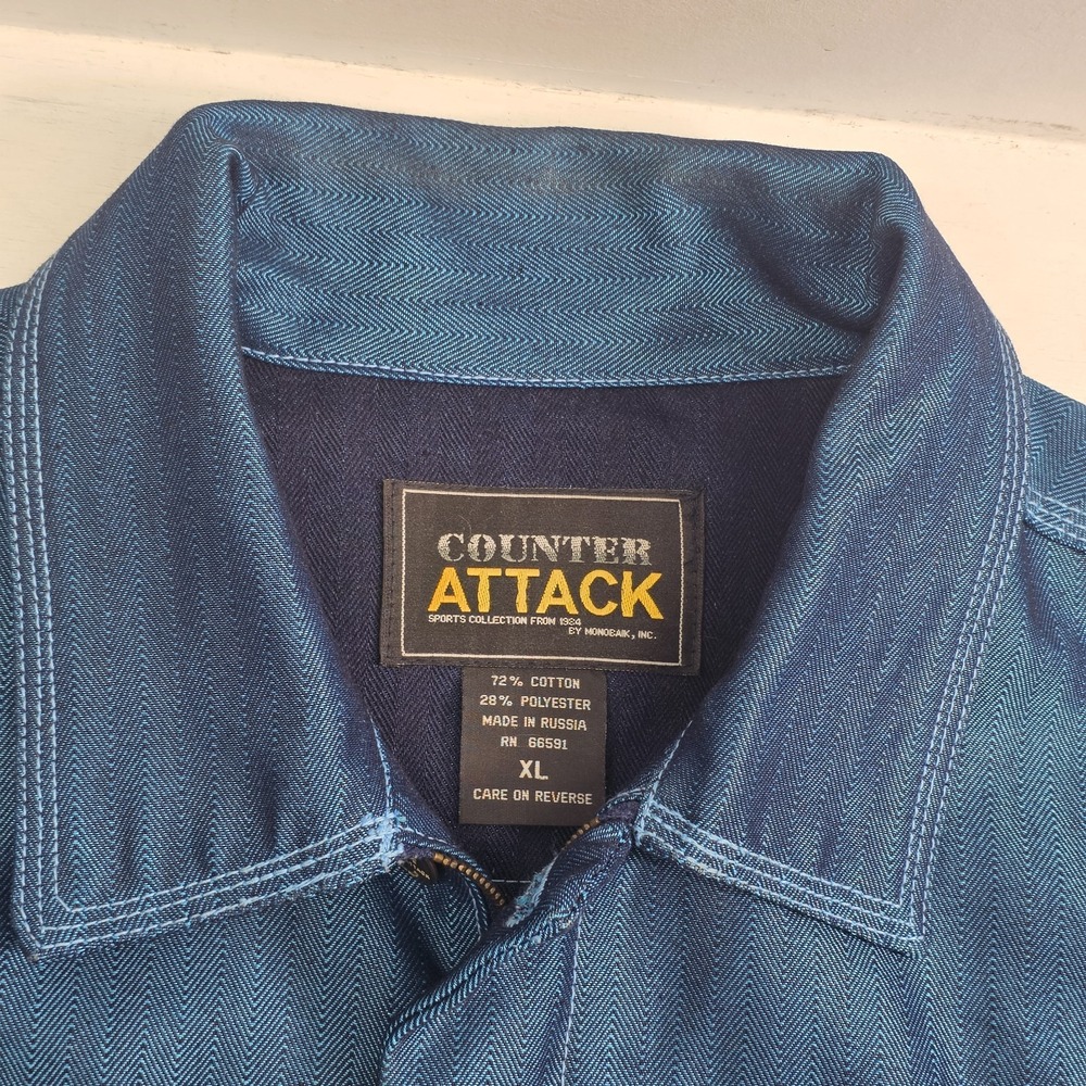 Vintage Counter Attack Denim‎ Jacket Metallic Blue Streetwear Men's XL Rare EUC - Picture 6 of 16